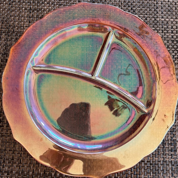 Federal Marigold Iridescent Carnival
Glass Large Divided Plate - Picture 3 of 6